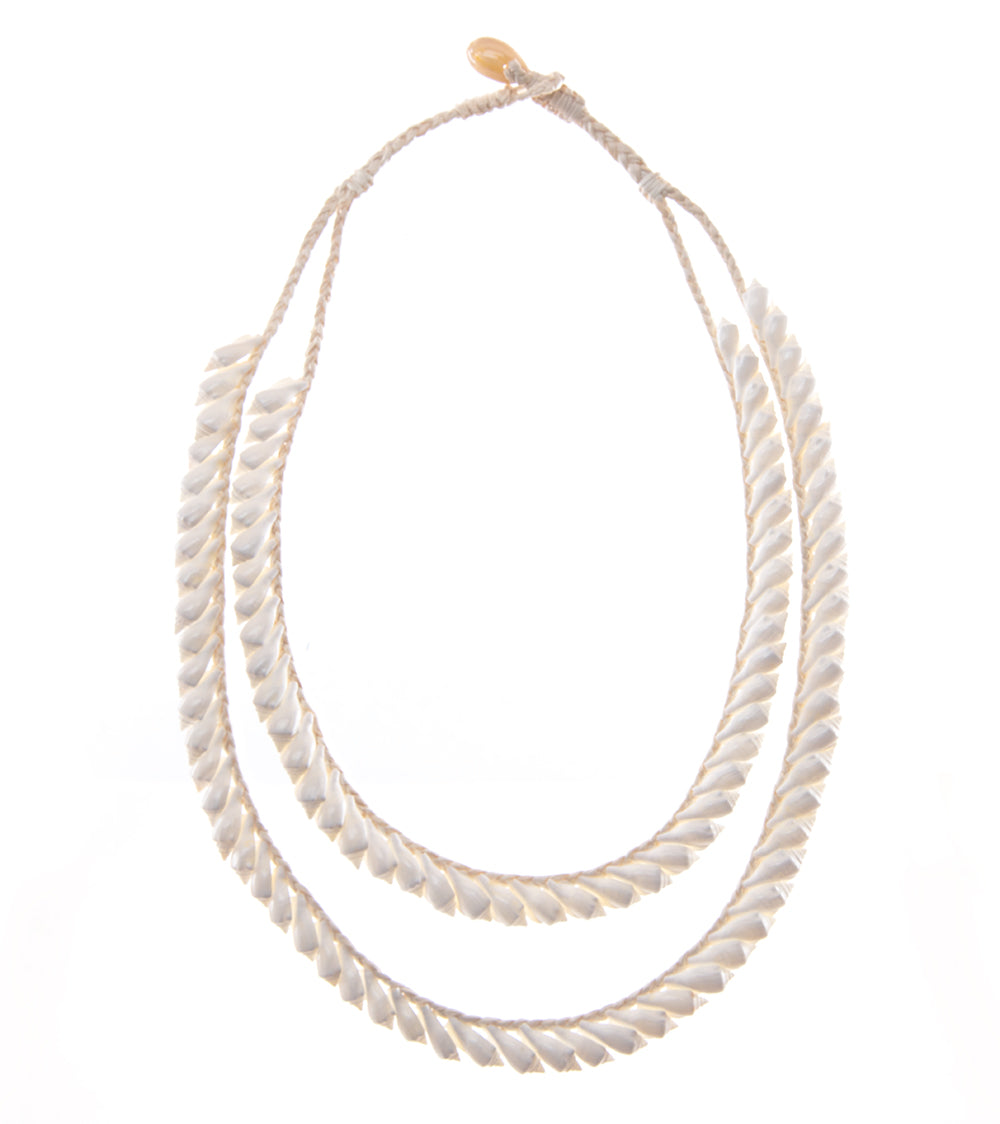 Double Layer Shell Necklace with Niau Sliced Shells - Elegant Beach Jewelry for Women, Perfect for Summer Vacations, Boho Outfits & Seaside Weddings