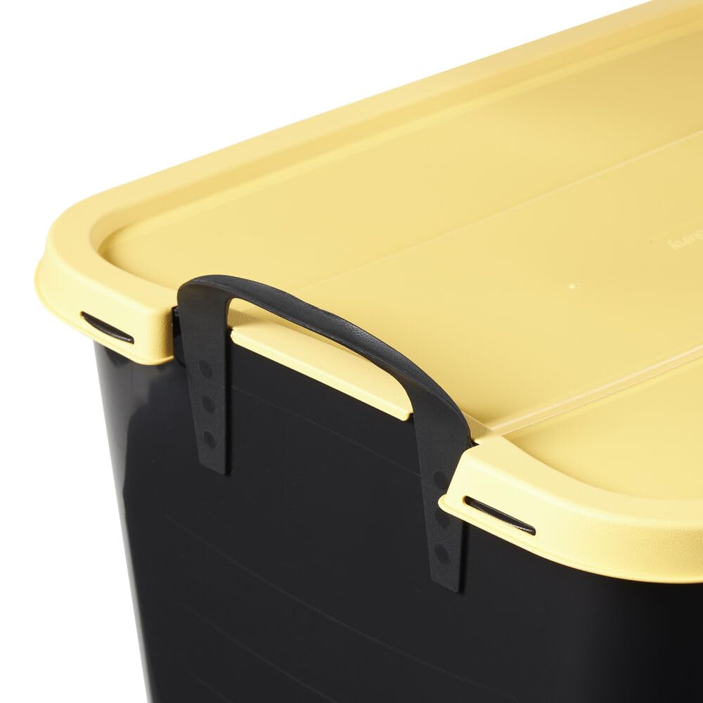 55 Quart Stackable Plastic Storage Bins with Lids - 6 Pack Black & Yellow for Closet, Laundry Room, Garage & Home Organization | Space-Saving Storage Solution for Clothes, Toys & Household Items