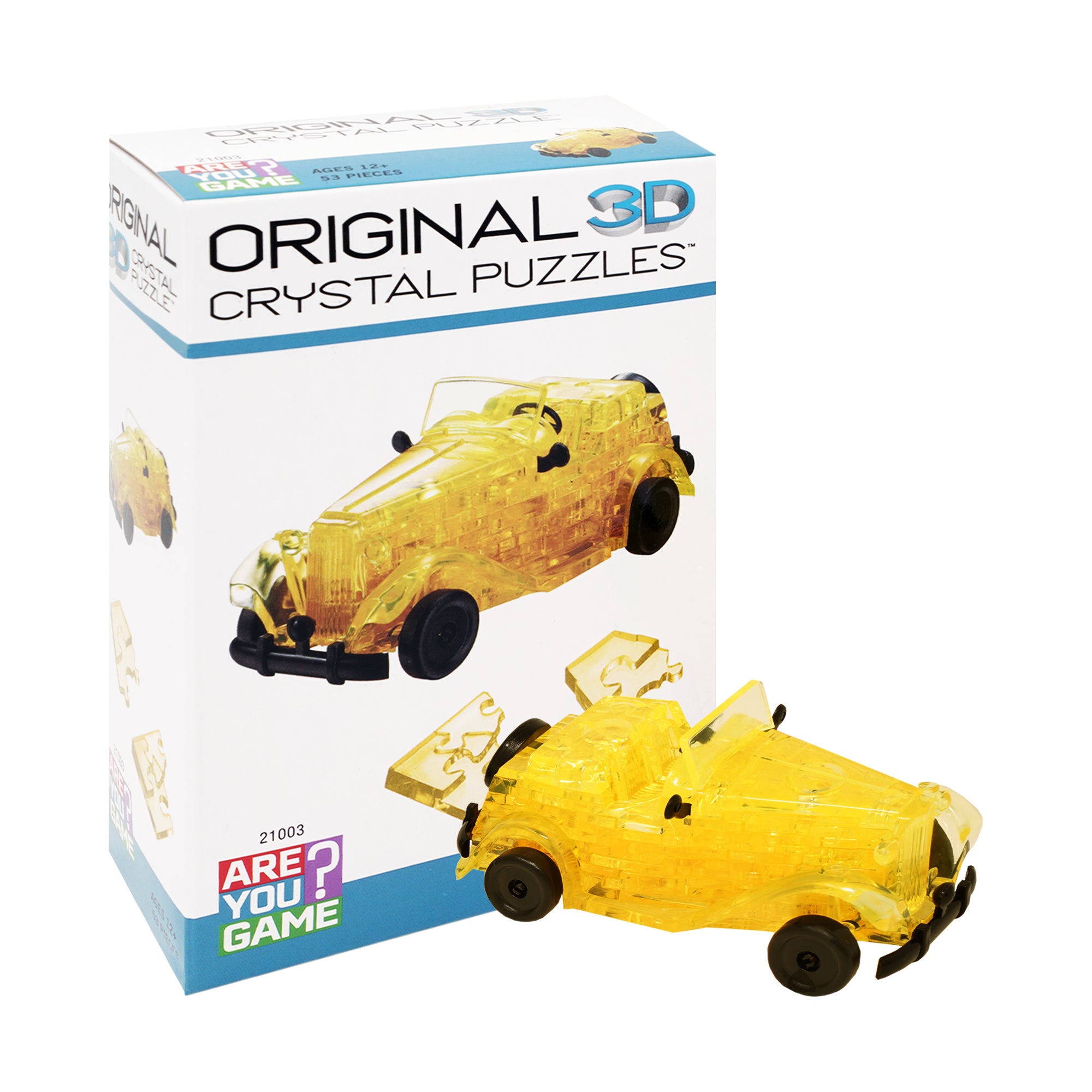 Classic Car Yellow 3D Crystal Puzzle - 53 Piece Brain Teaser for Adults & Teens - Perfect for Stress Relief, Home Decor & Gift Giving