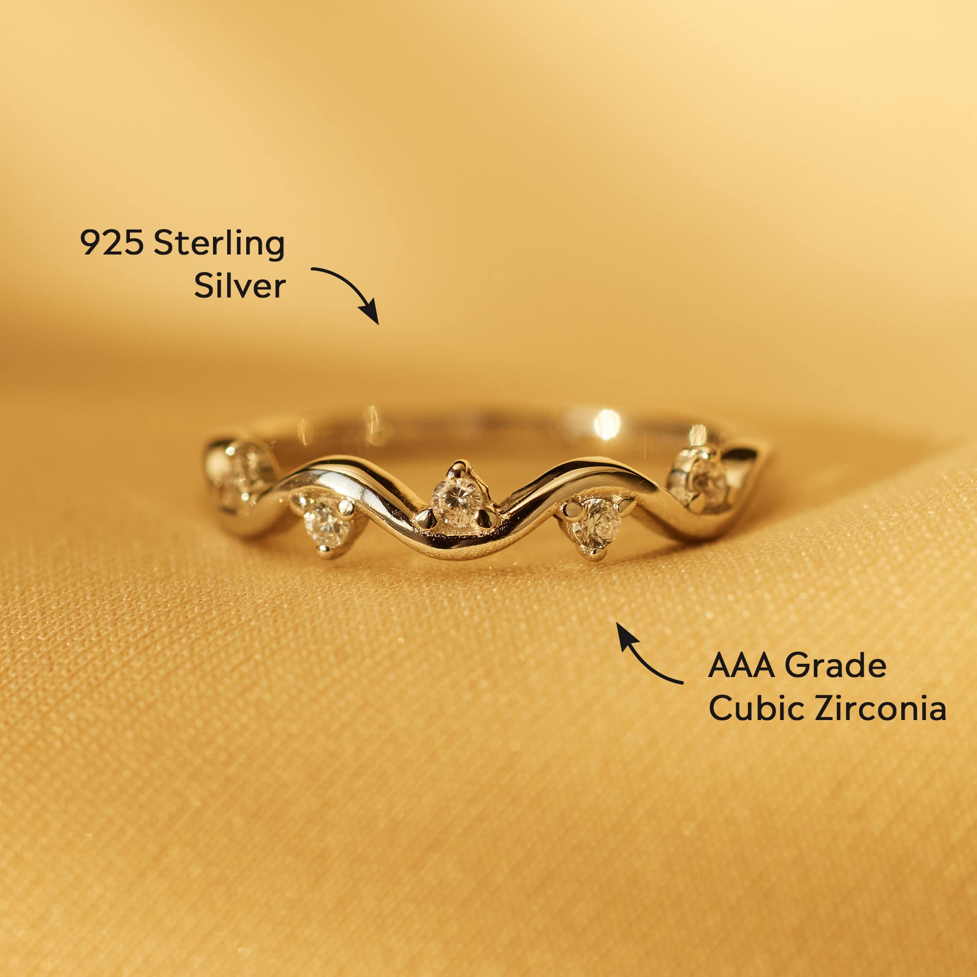 STORYJEWELLERY Sterling Silver Wave Princess Ring - Thoughtful Daughter Gift from Mom | Rainbow Jewelry for Girls | Perfect for Birthdays, Graduation & Special Occasions