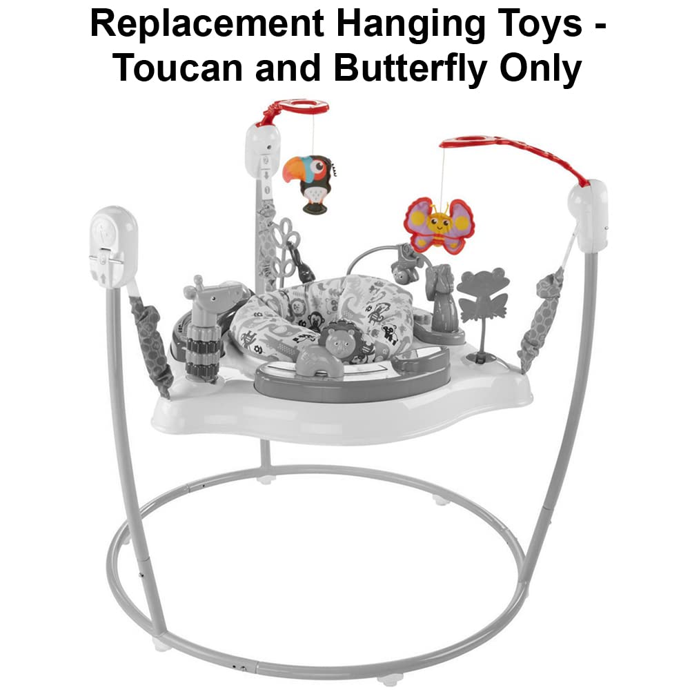 Fisher-Price Animal Activity Jumperoo Replacement Parts - FFJ00 Baby Activity Center with Hanging Toys (Toucan & Butterfly) - Perfect for Playtime, Learning & Motor Skill Development