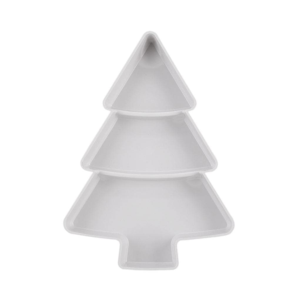 Milageto Christmas Tree Shaped Snack Serving Bowl with Compartments - Gray & White Ceramic Appetizer Plate for Holiday Desserts, Candy, Fruit Display | Perfect for Christmas Parties, Office Potlucks & Festive Gatherings