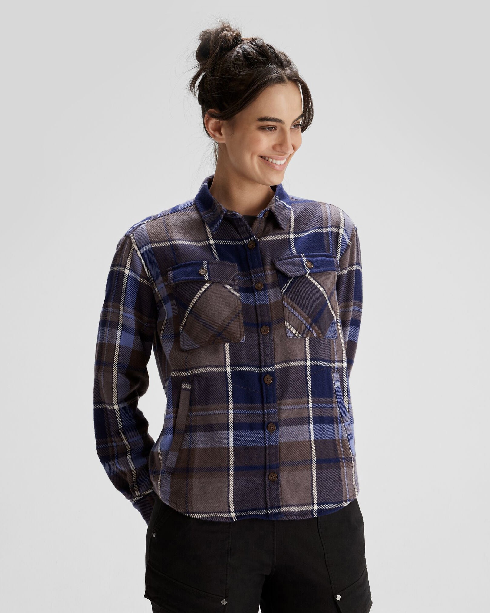 Women's Huntly Long Sleeve Plaid Shirt - Soft Flannel Button Down Top for Fall & Winter - Perfect for Cabin Getaways, Outdoor Adventures and Casual Office Wear