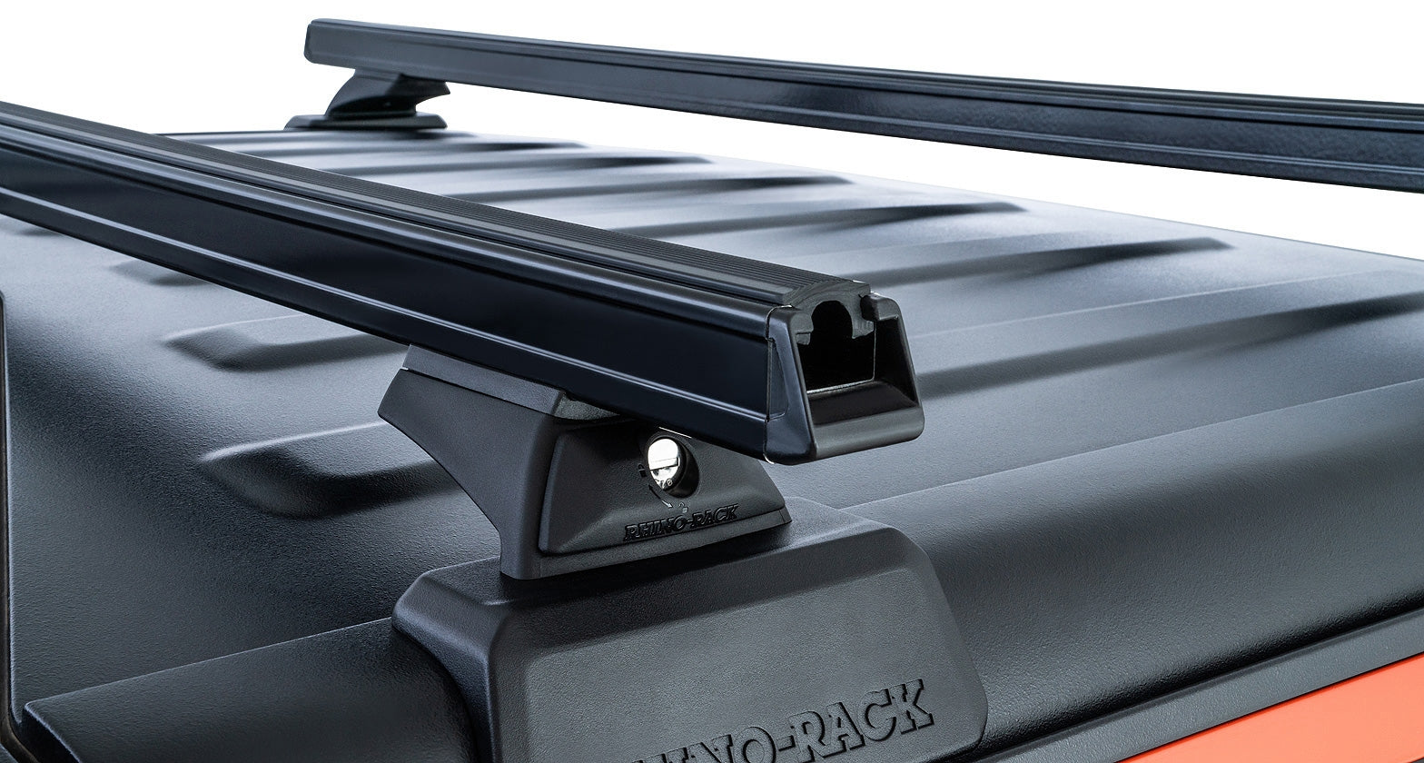 Heavy Duty Black 2 Bar Roof Rack for Jeep Gladiator JT with Rhino Rack Backbone & RCL Legs - Perfect for Off-Road Adventures & Cargo Transport