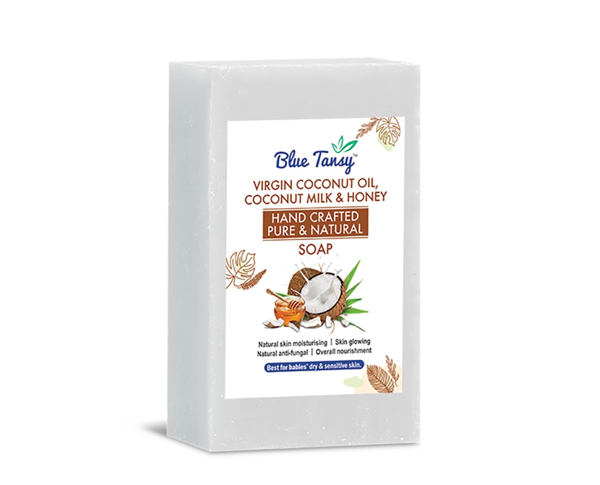 Blue Tansy Virgin Coconut Oil, Coconut Milk & Honey Soap Bar - Organic Skincare for Dry & Sensitive Skin - Perfect for Face & Body Cleansing, Gift Sets & Spa Days