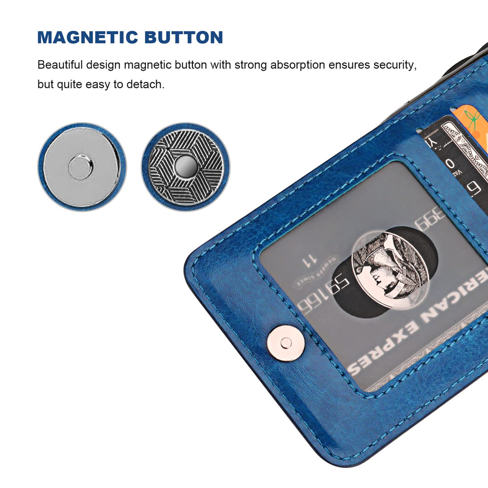 Premium Leather iPhone 12 Pro Max Case with Magnetic Wallet & Kickstand - Heavy Duty Protective Cover with Credit Card Holder for 6.7 Inch iPhone (Blue) | Perfect for Work, Travel & Everyday Use