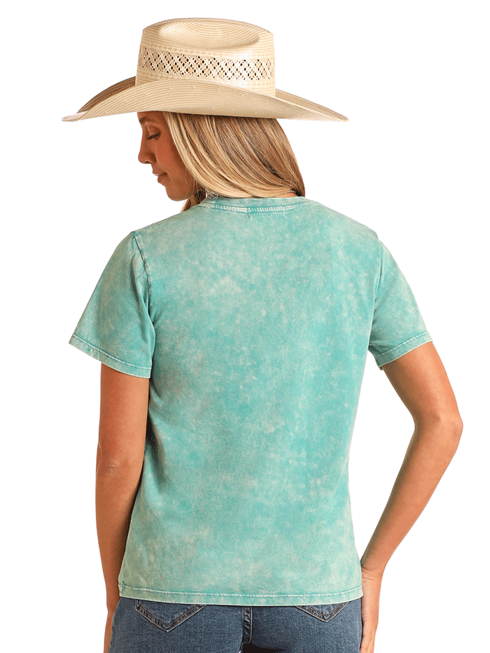 Rock & Roll Denim BW21T05928 Women's Longhorn Graphic Tee - Vintage Western Style Cotton T-Shirt for Casual Wear & Music Festivals