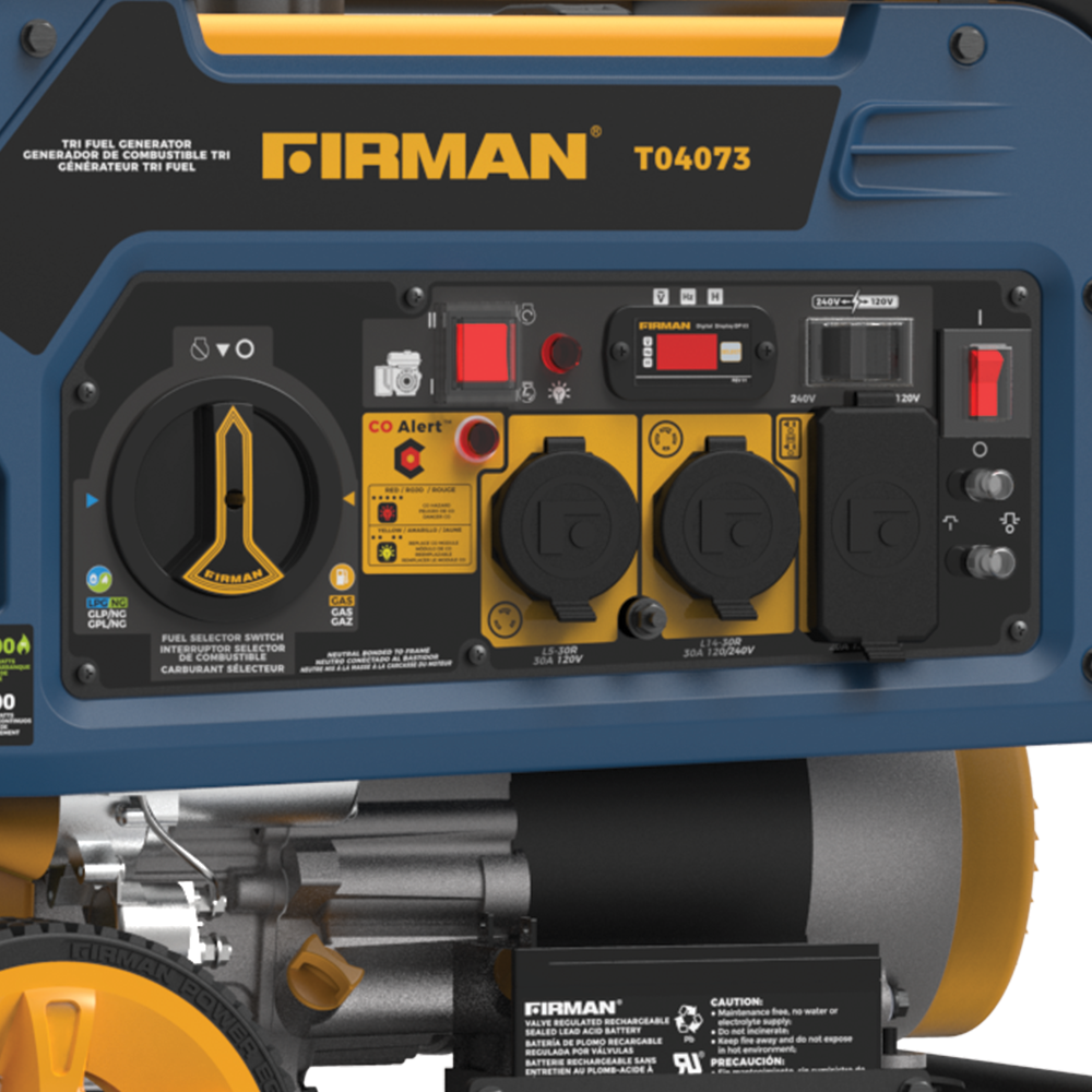 Firman T04073 4000W/5000W Portable Generator with Electric Start - Tri Fuel (Gasoline/Propane/Natural Gas) - Reliable Power for Home, Camping & Emergency Backup