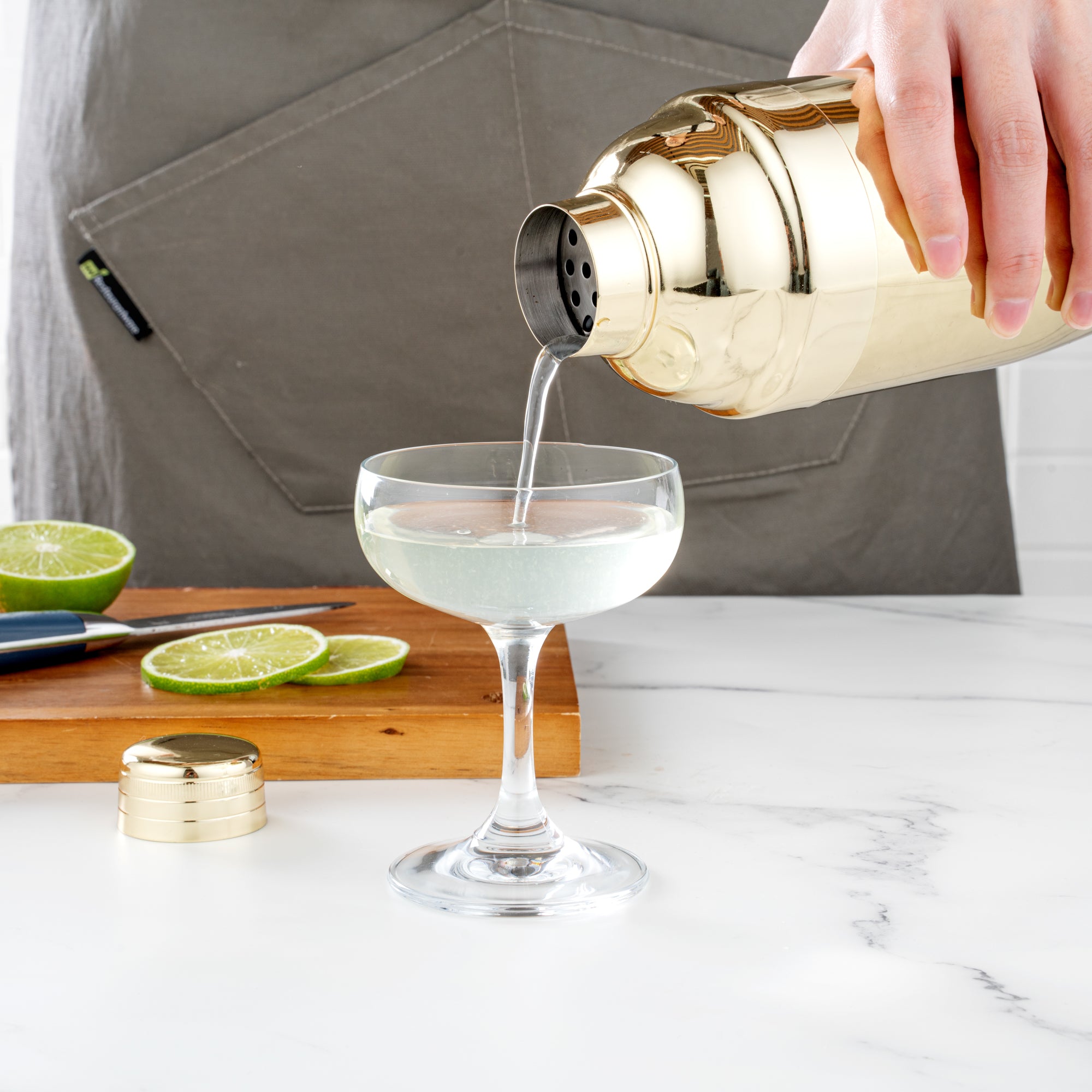 24 oz Gold Plated Stainless Steel Cobbler Cocktail Shaker - Bar Lux Professional Mixing Tool for Mojito, Martini & Margarita - Perfect for Home Bars & Cocktail Parties (1 Count)