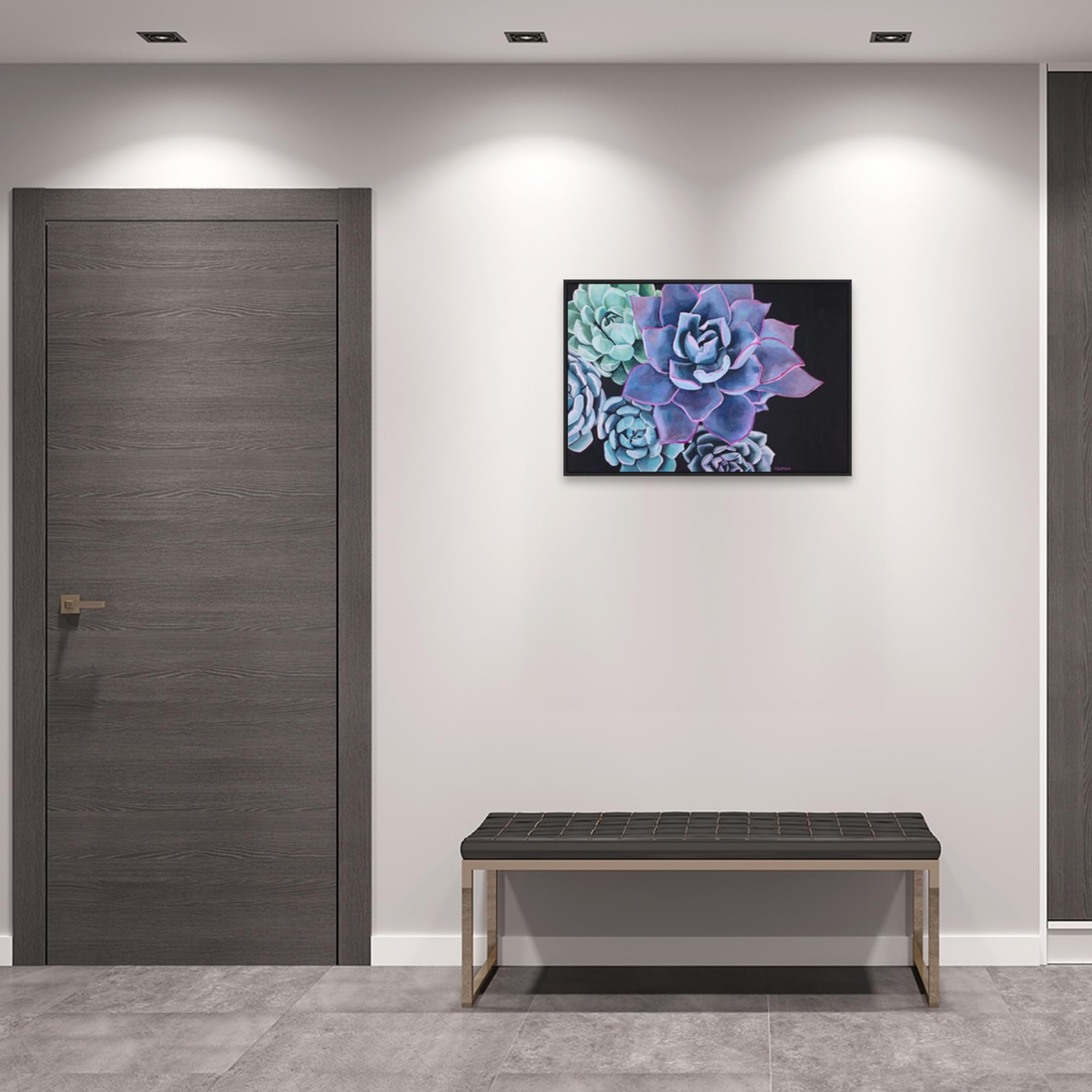 Amanti Art Framed Canvas Wall Art 23x33 - 'Abundance (Succulent)' by Alana Clumeck, Modern Floral Painting for Living Room, Bedroom & Bathroom Decor | Large Framed Flower Artwork, Perfect for Home, Office & Gift Giving