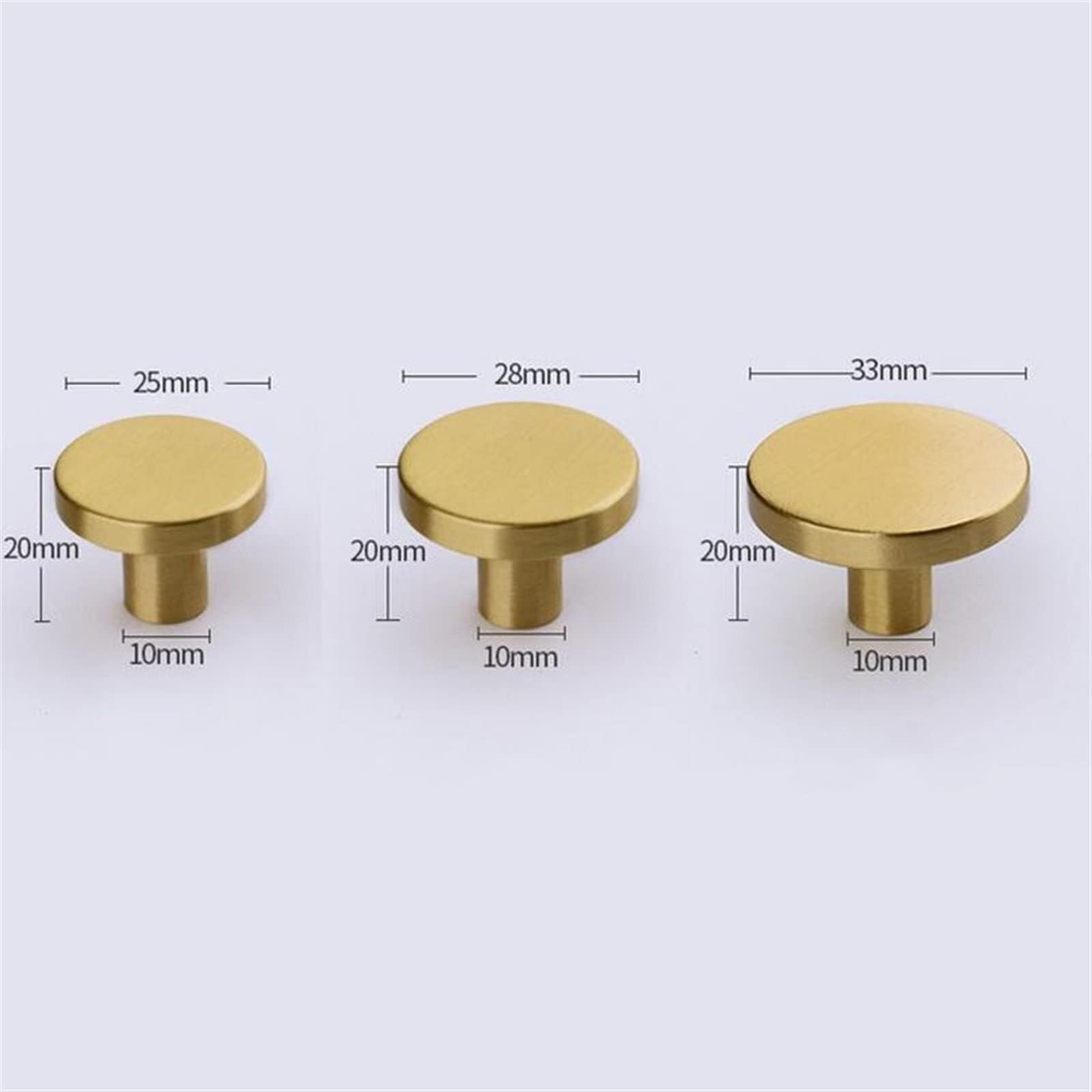 25mm/33mm/44mm Round Gold Brass Drawer Knobs - Solid Copper Cabinet Handles for Wardrobe, Locker & Furniture (1-Pack) - Perfect for Bedroom, Kitchen & Office Cabinets