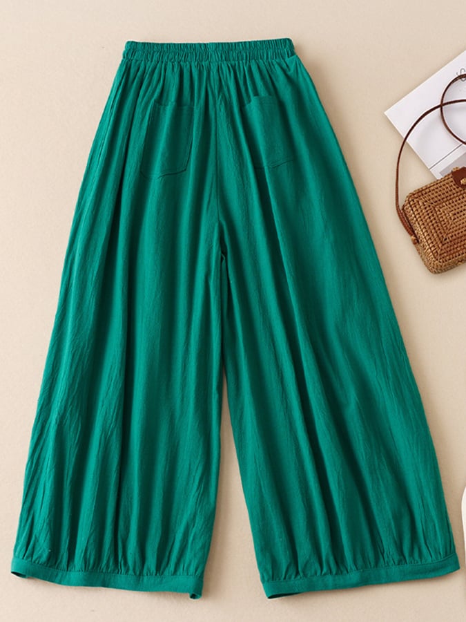 Lovevop Women's Cotton Elastic Waist Wide Leg Lantern Pants - Comfortable Lounge Pants for Yoga, Travel & Home Wear