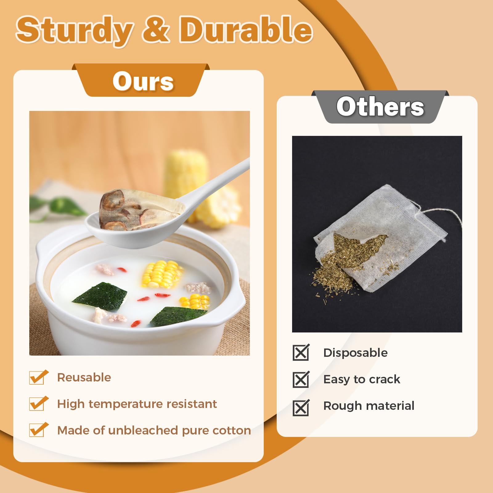 20 Pcs Natural Cotton Muslin Drawstring Bags - Reusable Tea Bags & Spice Sachets for Loose Leaf Tea, Herbs, Soup Seasoning - 4x3 Inch Cheesecloth Strainer Bags for Brewing, Cooking & DIY Crafts