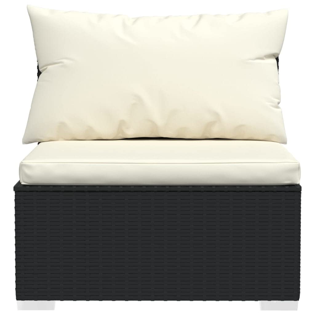 vidaXL 7-Piece Patio Lounge Set with Cushions - Black Poly Rattan Outdoor Furniture - Comfortable & Durable Garden Sofa Set - Perfect for Backyard, Poolside & Terrace Relaxation
