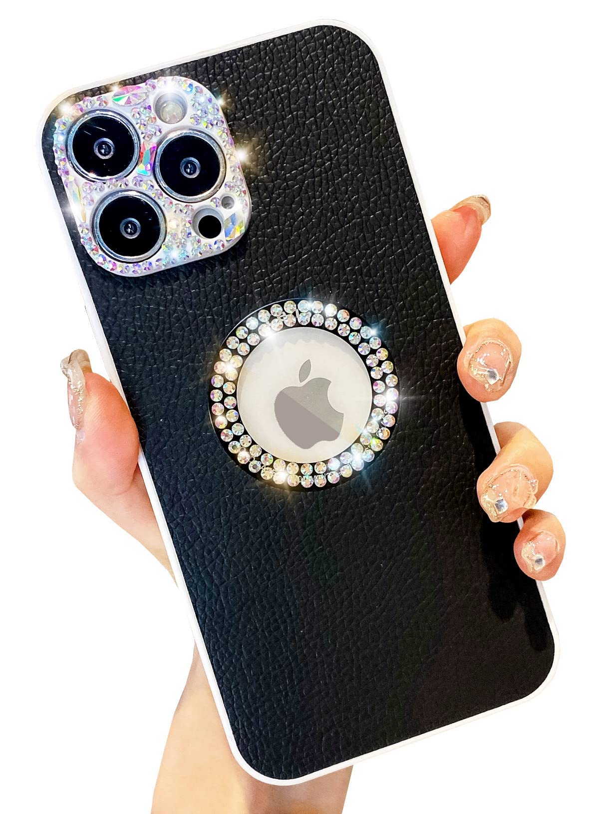 Luxury Glitter Rhinestone Bling iPhone 13 Pro Max Case - Sparkle Diamond Cute Slim Protective Leather Cover for Women | 6.7 Inch Black | Perfect for Parties, Weddings & Special Occasions