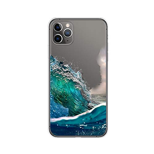Blingy's iPhone 12 Pro Case (6.1 inch) - Ocean Waves Design Clear TPU Protective Cover | Scenic Beach Landscape | Soft Flexible Shockproof | Perfect for Outdoor Adventures, Beach Trips & Daily Protection