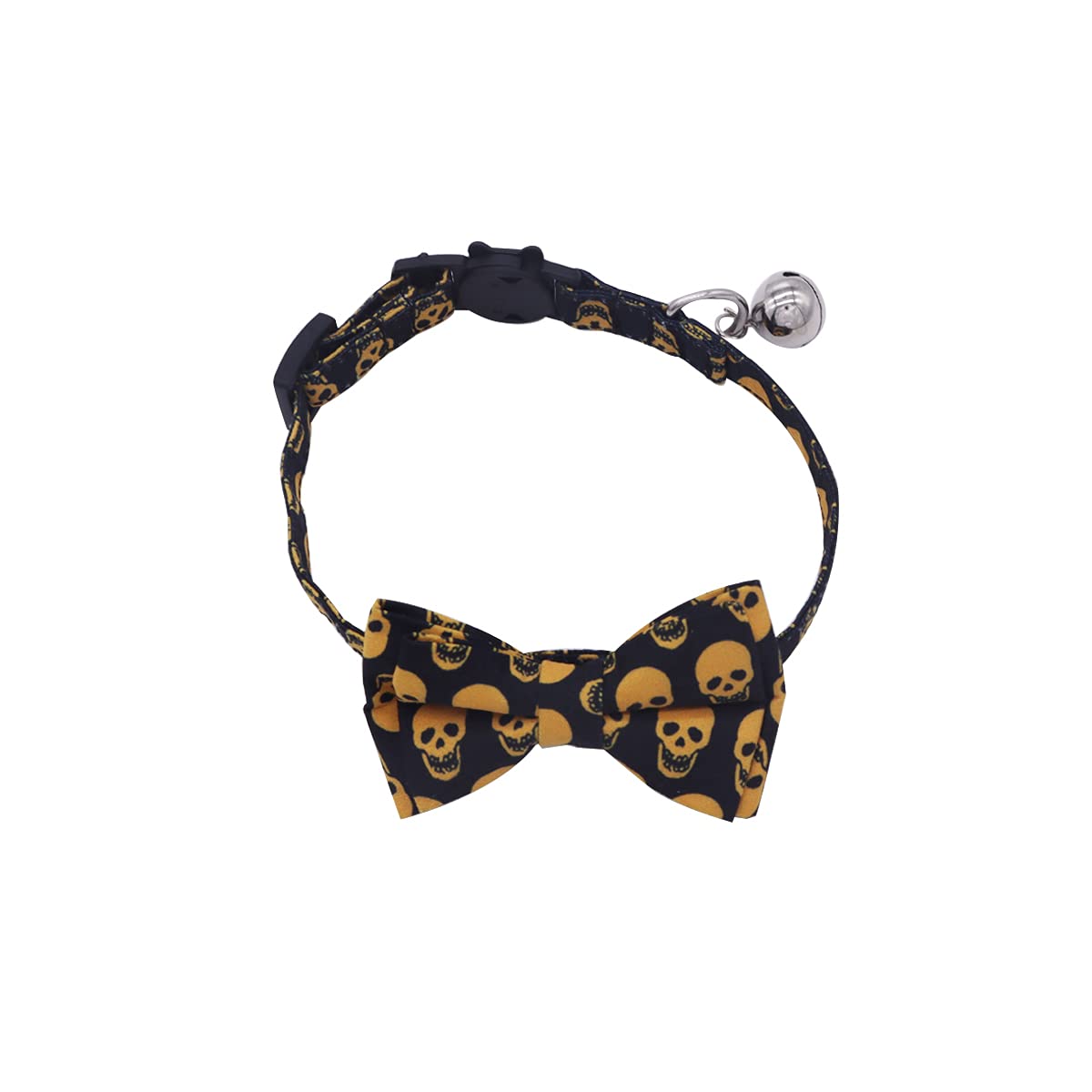 Halloween Cat Collar with Removable Bell & Adjustable Bow Tie - Skull Pet Accessories for Cats & Small Dogs | Perfect for Halloween Costumes & Party Outfits