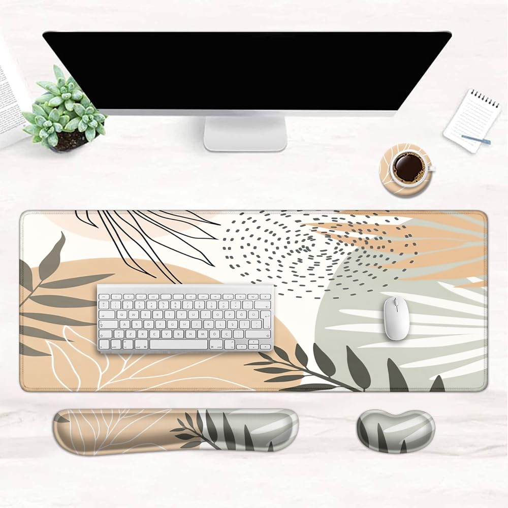 Ergonomic Keyboard Mouse Pad Set - XXL Gaming Desk Mat with Wrist Rest for Pain Relief | Perfect for Office & Gaming Setup