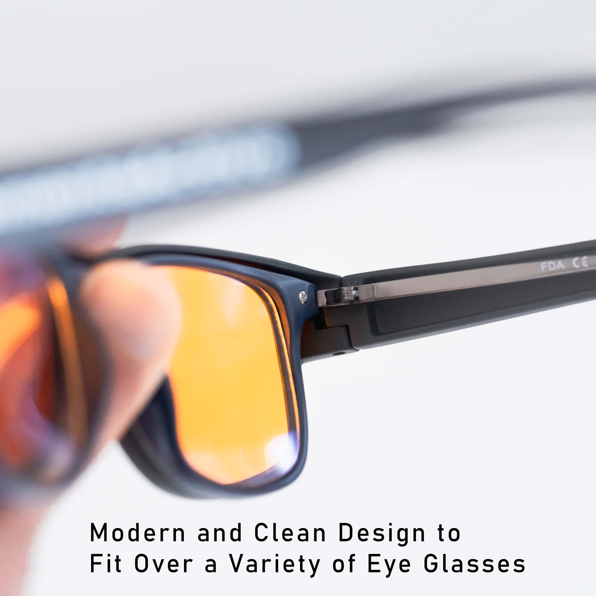 99.5% Blue Light Blocking Glasses - Orange Fit Over Prescription Glasses for Sleep & Eye Strain Relief - Computer Glasses for Men & Women - Perfect for Nighttime Use, Gaming & Office Work