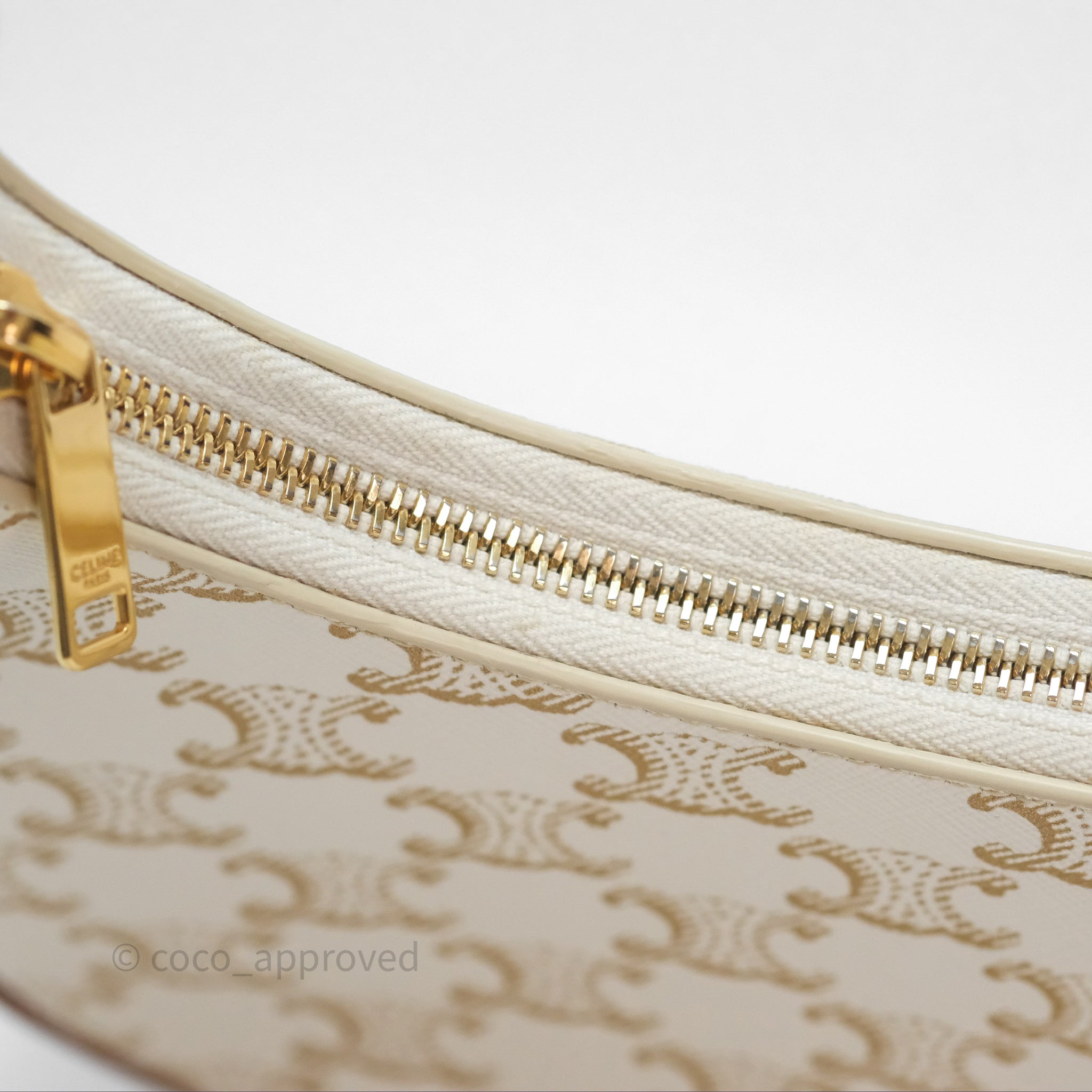 Celine Ava Bag in Triomphe Canvas & Calfskin Leather - White Luxury Shoulder Bag for Women | Perfect for Work, Travel & Everyday Use