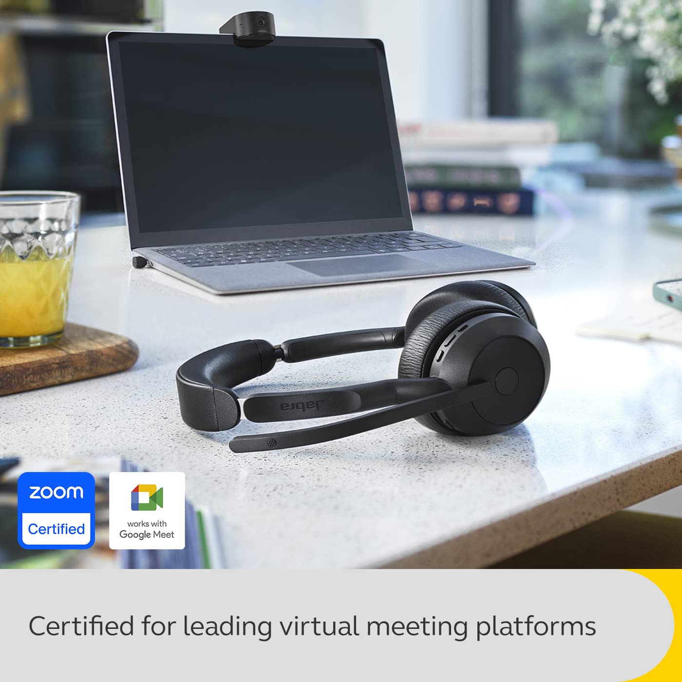Jabra Evolve2 55 Wireless Stereo Headset with Active Noise Cancelling (ANC), Air Comfort Technology & Noise-Cancelling Microphones - Compatible with Zoom, Google Meet & UC Platforms - Black - Perfect for Remote Work, Online Meetings & Office Use