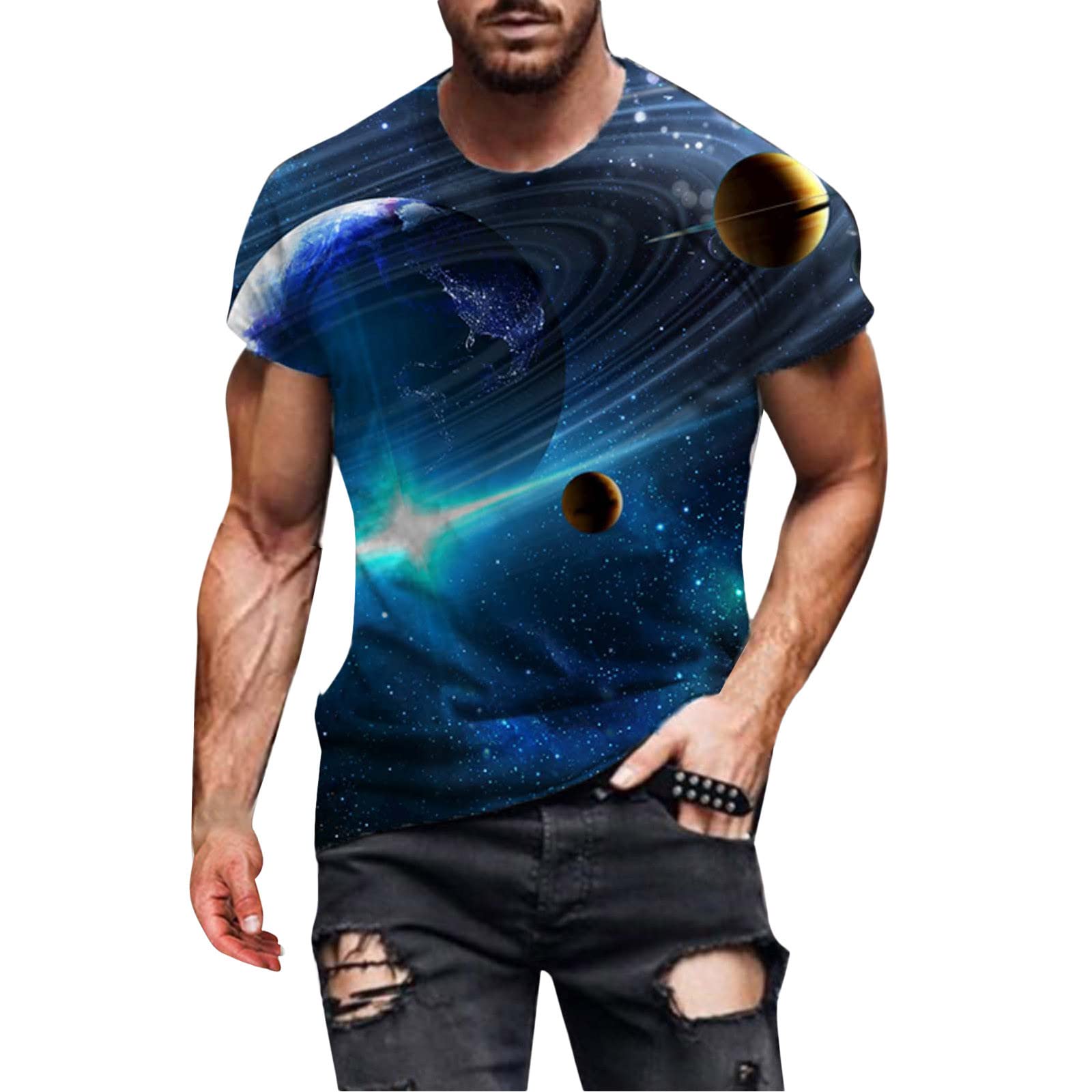 3D Printed Space Graphic T-Shirt for Men & Women | Universe & Nebula Design | Cotton Short Sleeve Casual Tee | Perfect for Streetwear, Cosplay & Sci-Fi Events