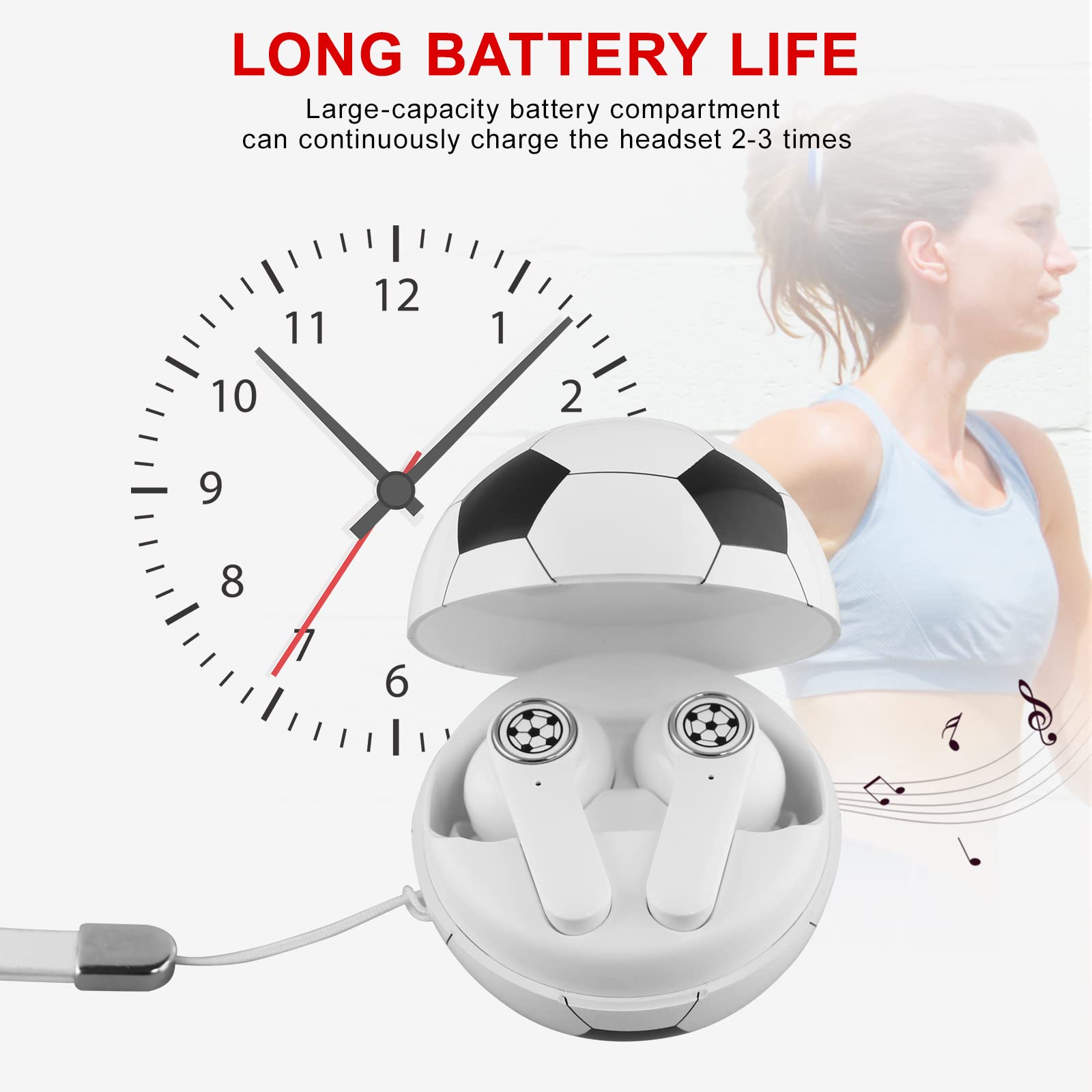 Wireless Bluetooth Earbuds with Touch Control, IPX5 Waterproof, 30H Playtime, Wireless Charging Case - Perfect for Running, Gym Workouts & Football Games