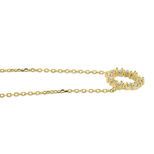 14K Yellow Gold Diamond Wreath Necklace - 0.17 ct Solitaire Pendant for Women | Elegant Everyday Jewelry & Perfect Gift for Anniversary, Birthday, Valentine's Day