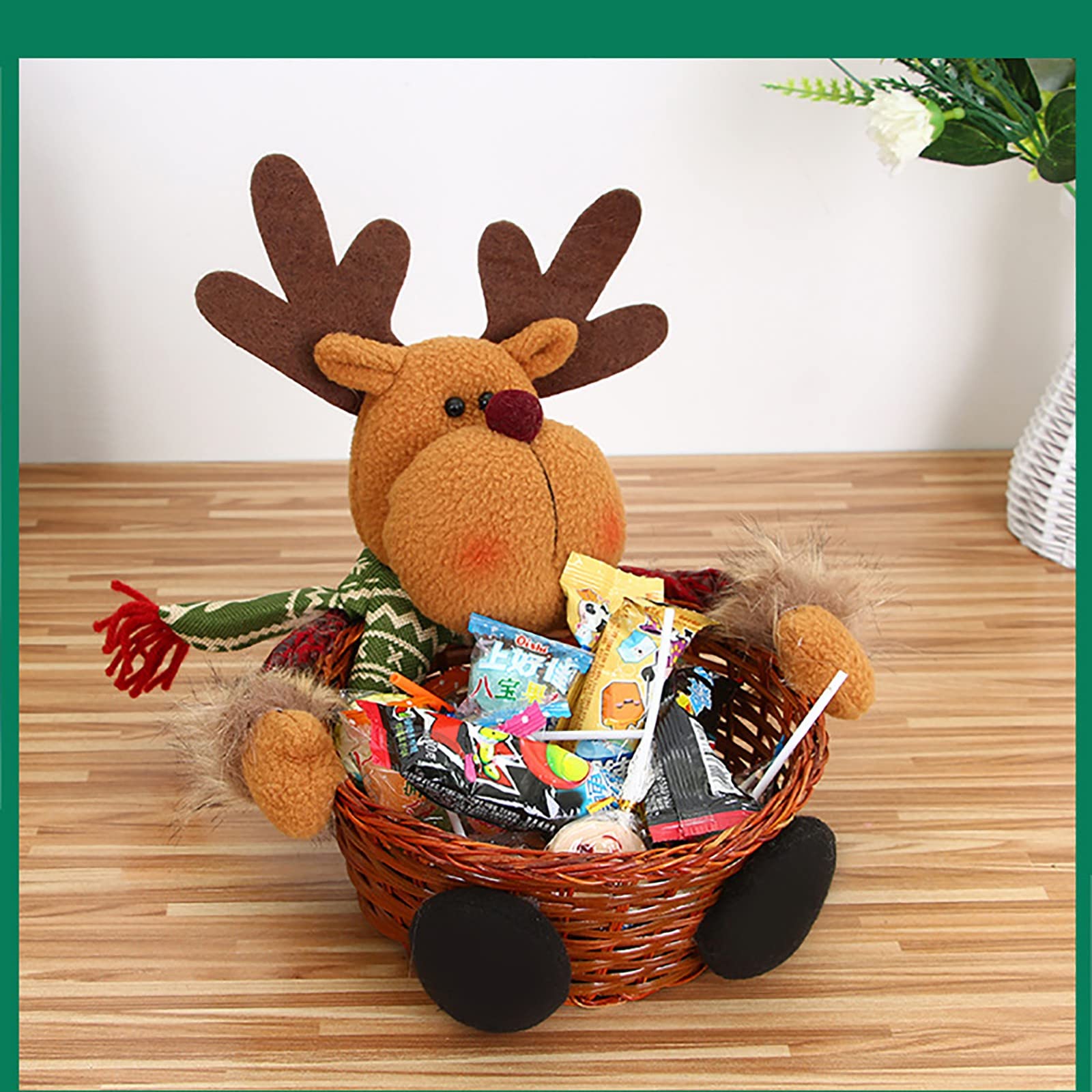 HHmei Christmas Candy Storage Basket - Santa Claus Decorative Gift Basket for Holiday Treats (7''×8.6'', Red) - Perfect for Christmas Party Decor, Candy Display & Festive Home Decorations