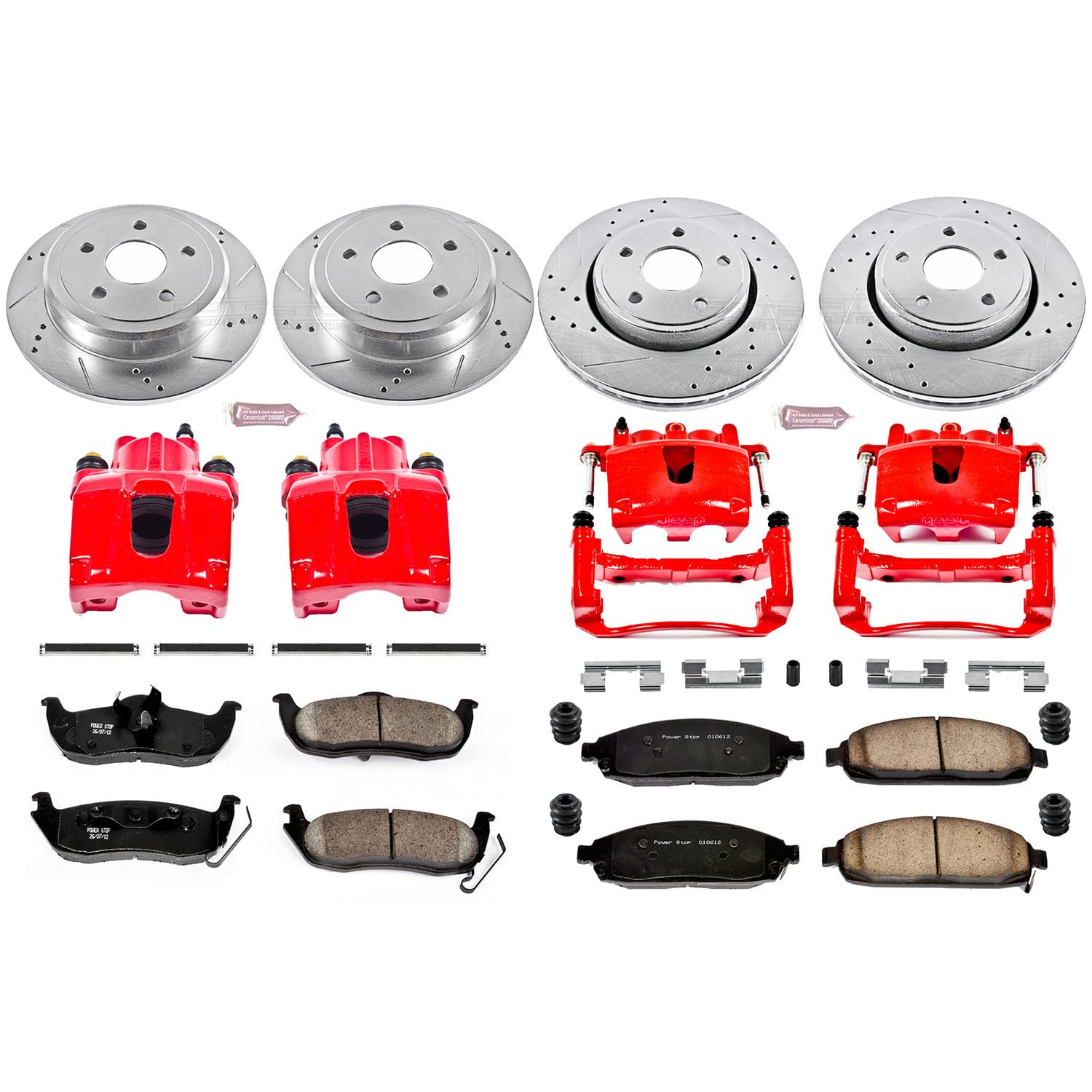 Power Stop KC2220 1-Click Performance Brake Kit with Calipers - Compatible with 2006-2010 Jeep Commander & 2005-2010 Jeep Grand Cherokee - High-Performance Braking for Off-Road & Towing