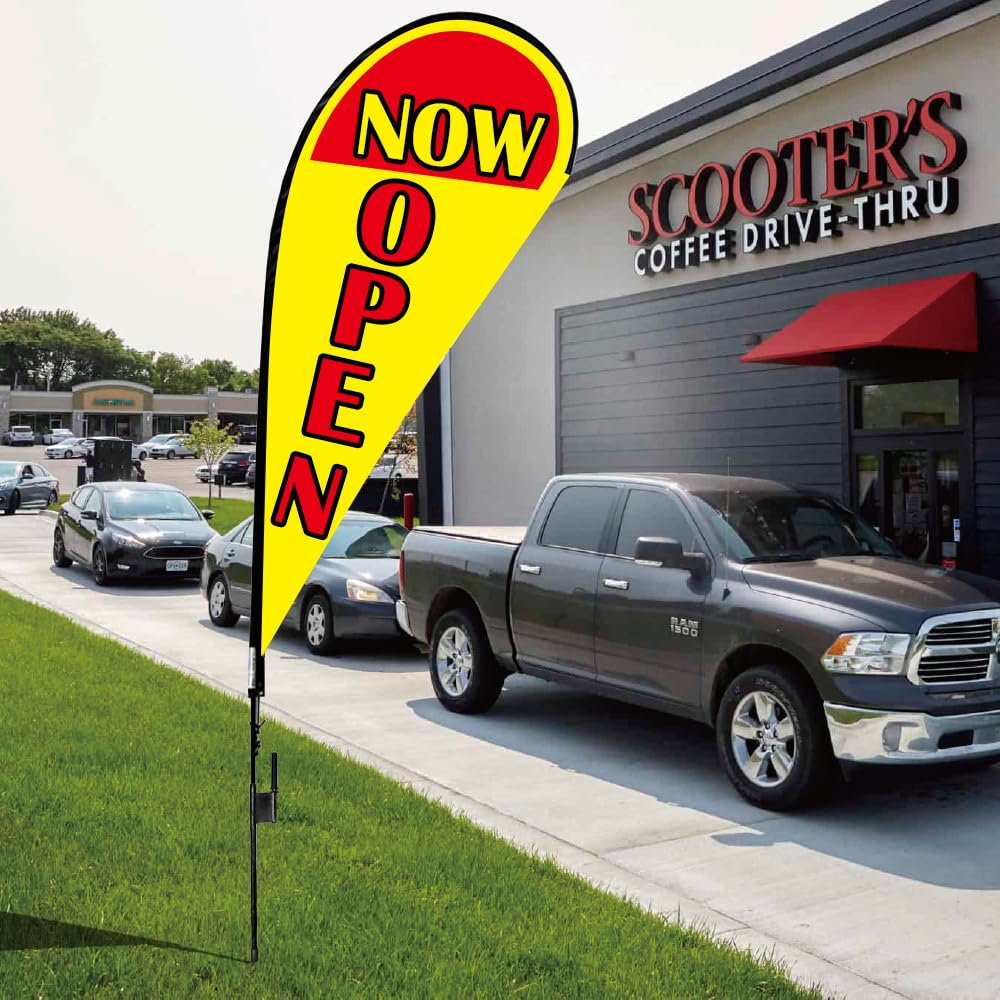 Windless Feather Flag Pole Kit - 8FT Teardrop & Swooper Flag Set for Business Advertising | Includes 4 Flagpoles, Ground Spike & Canvas Carry Bag | Perfect for Storefronts, Car Dealerships, Trade Shows & Outdoor Events