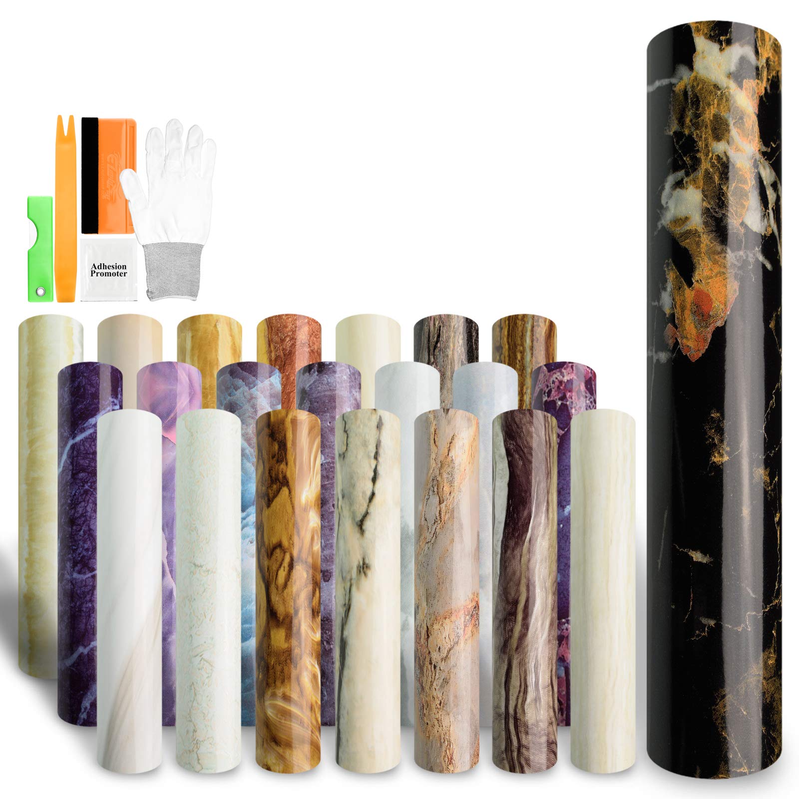 Premium Self-Adhesive Faux Marble Granite Vinyl Wrap - DIY Kitchen Cabinet Countertop Cover, Furniture Decal, Home Decor Film (08