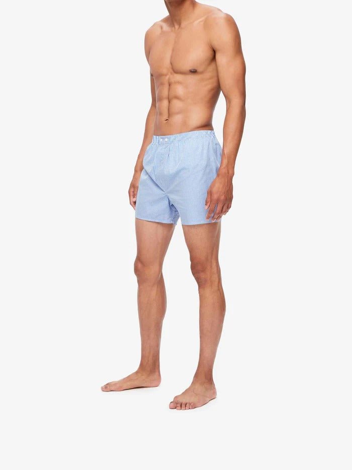 DEREK ROSE Men's Classic Fit Gingham Print Boxer Briefs - Soft Cotton Underwear for Everyday Comfort & Lounge Wear