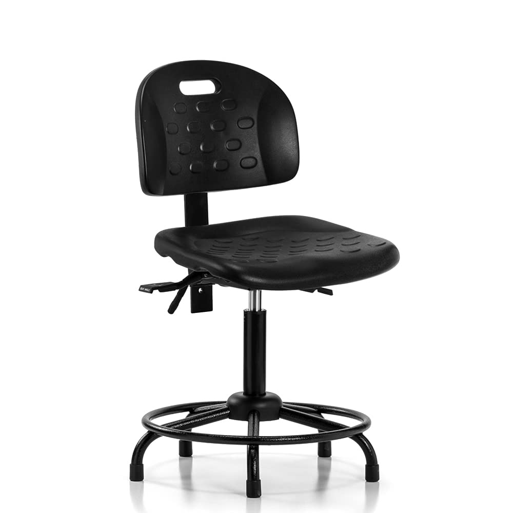 Ergonomic Industrial Perch Chair with Handle & Stationary Caps - Adjustable Height Office Stool for Standing Desks, Workstations & Home Offices - Perfect for Architects, Designers & Long Work Sessions