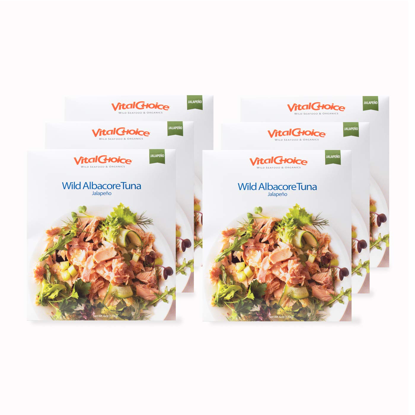 Vital Choice Wild Albacore Tuna in Jalapeño Flavor - 6 oz Pouches (Pack of 6) | High Protein, Mercury Tested | Perfect for Keto, Paleo & On-the-Go Meals