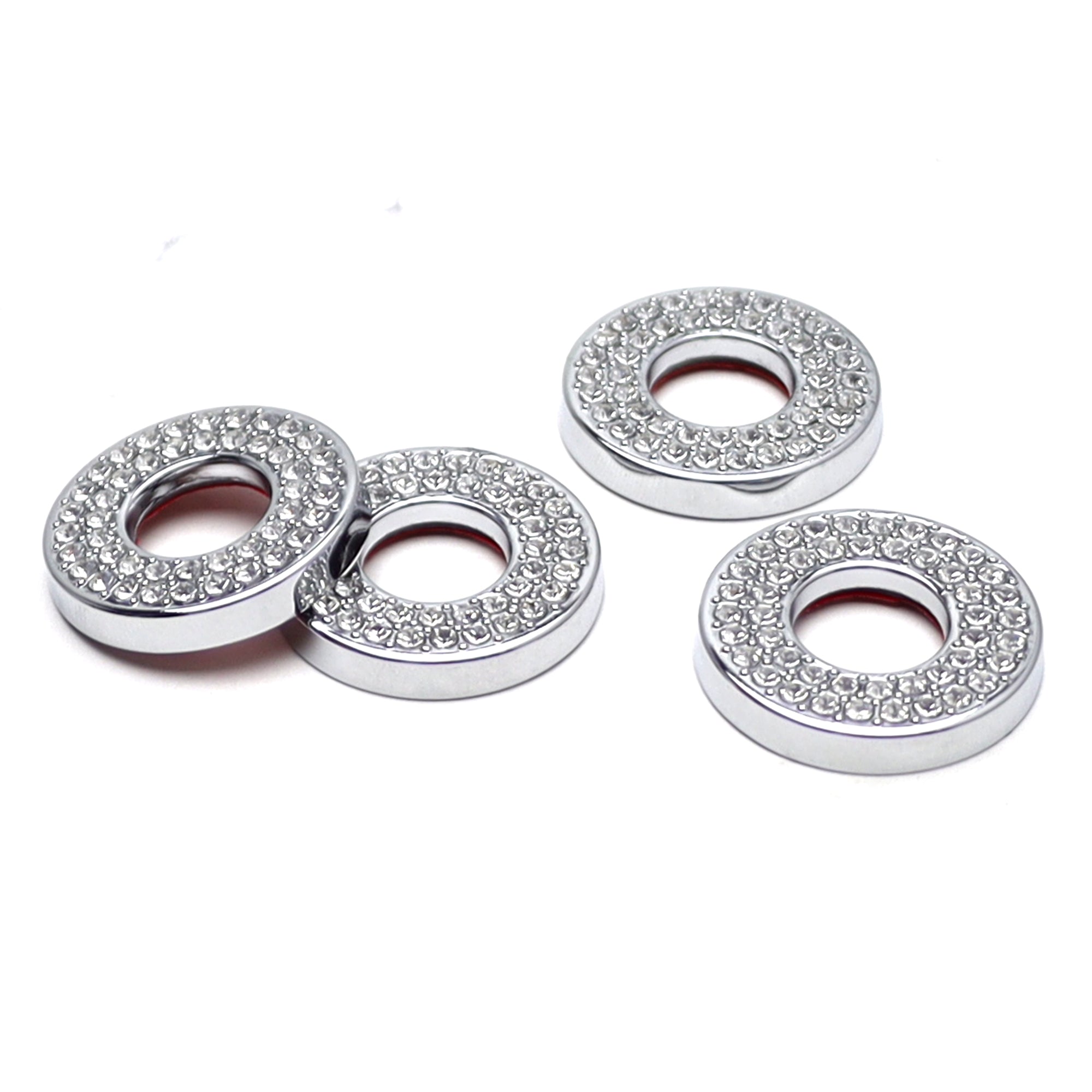 4-Pack Round Crystal Bling Alloy Door Lock Pin Decorative Rings for Mercedes C-Class E-Class GLC - Luxury Car Accessories for Enhanced Interior Style & Protection