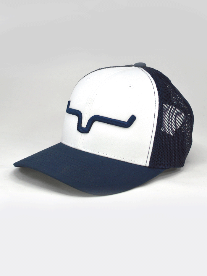 Kimes Ranch WEEKLY TRUCKER Mesh Back Baseball Cap - Navy and White Adjustable Hat for Men & Women - Perfect for Outdoor Activities, Sports, and Casual Wear