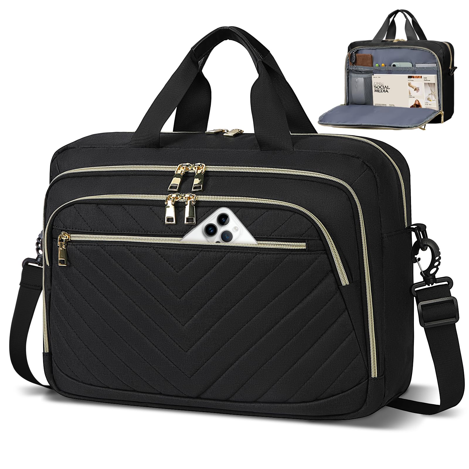 17.3 Inch Professional Laptop Bag for Women - Large Capacity Business Briefcase with Shoulder Strap, Ideal for Work, Office, and Travel