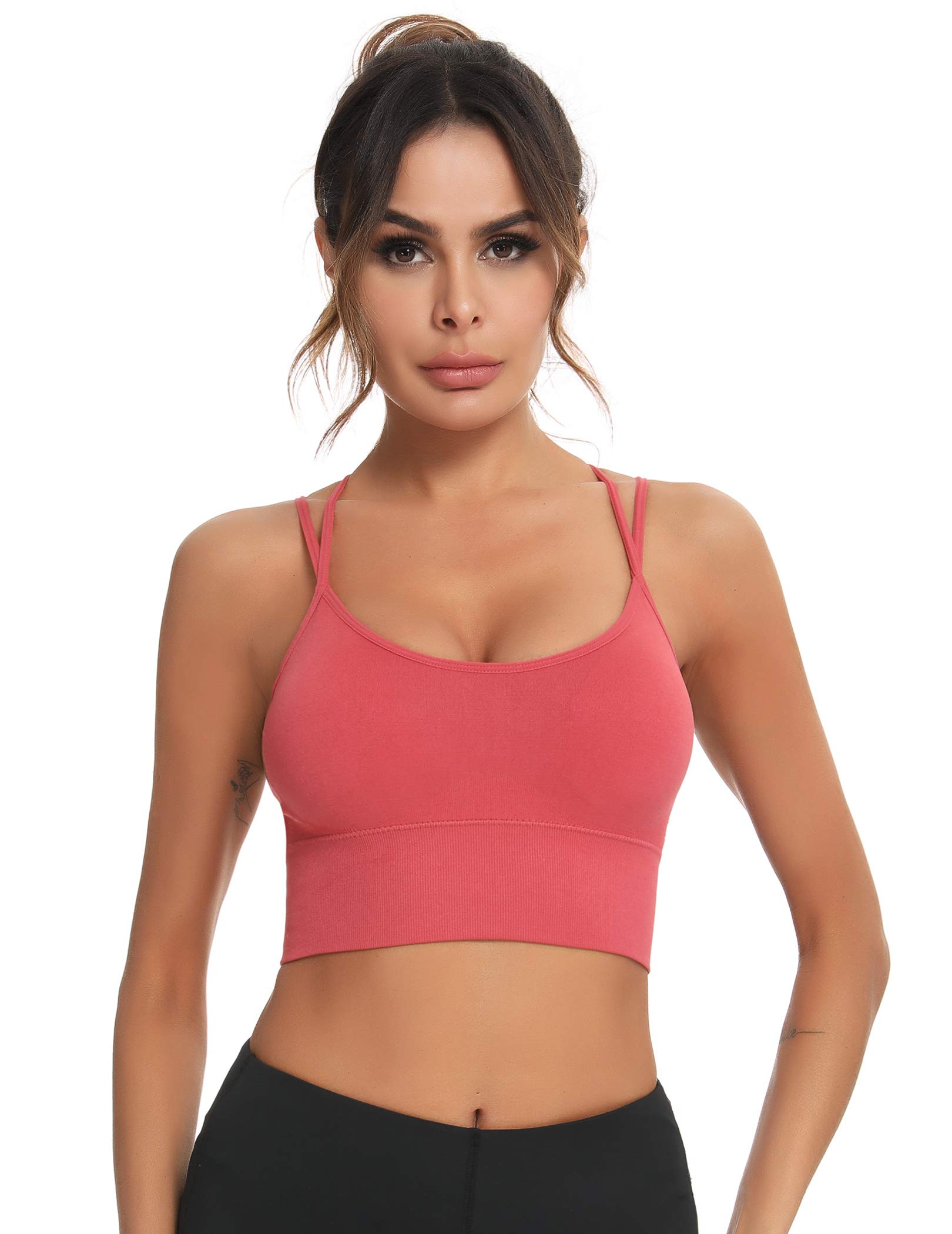 Enjoyoself Women's Strappy Sports Bra - High Support Yoga Running Gym Workout Tank Top for Fitness & Active Lifestyle - Perfect for Yoga, Running, Gym & Daily Wear
