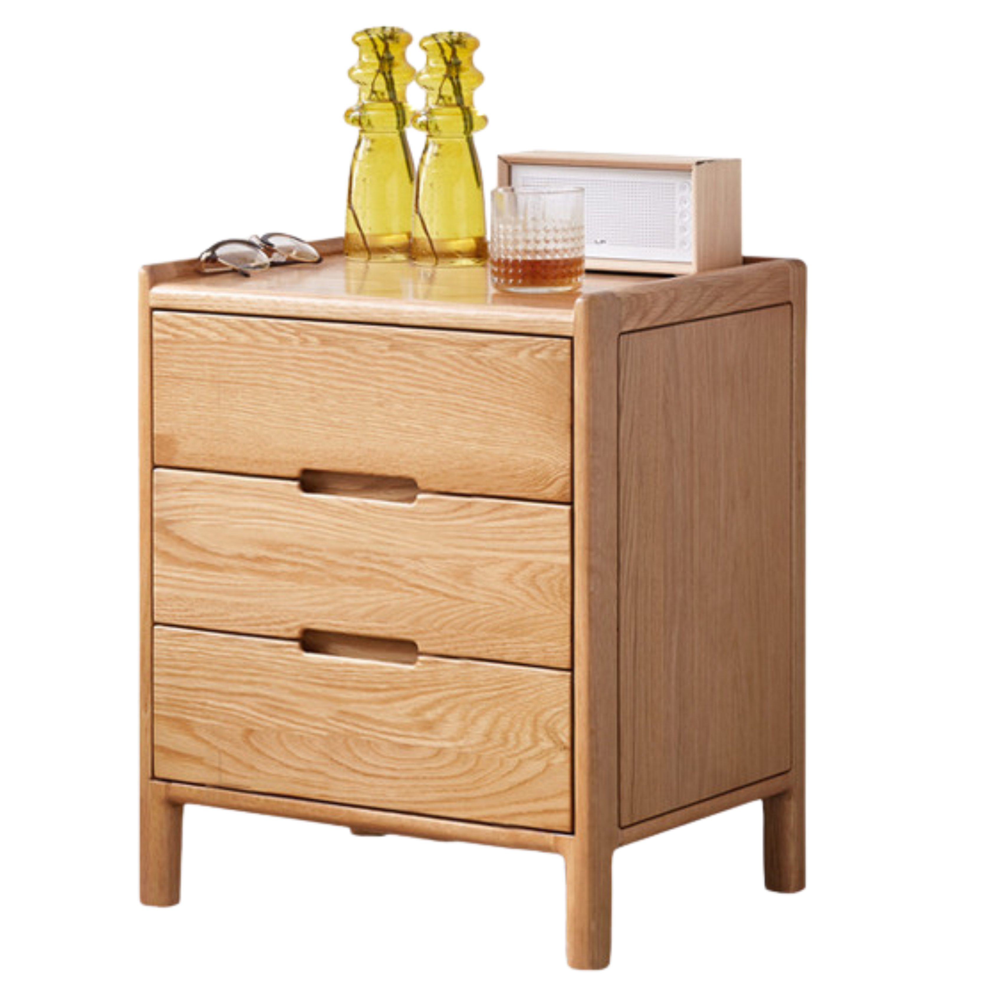 17.7x13.8x21.7 inch / 45x35x55сm / Natural Wood Color / three drawer Nightstand