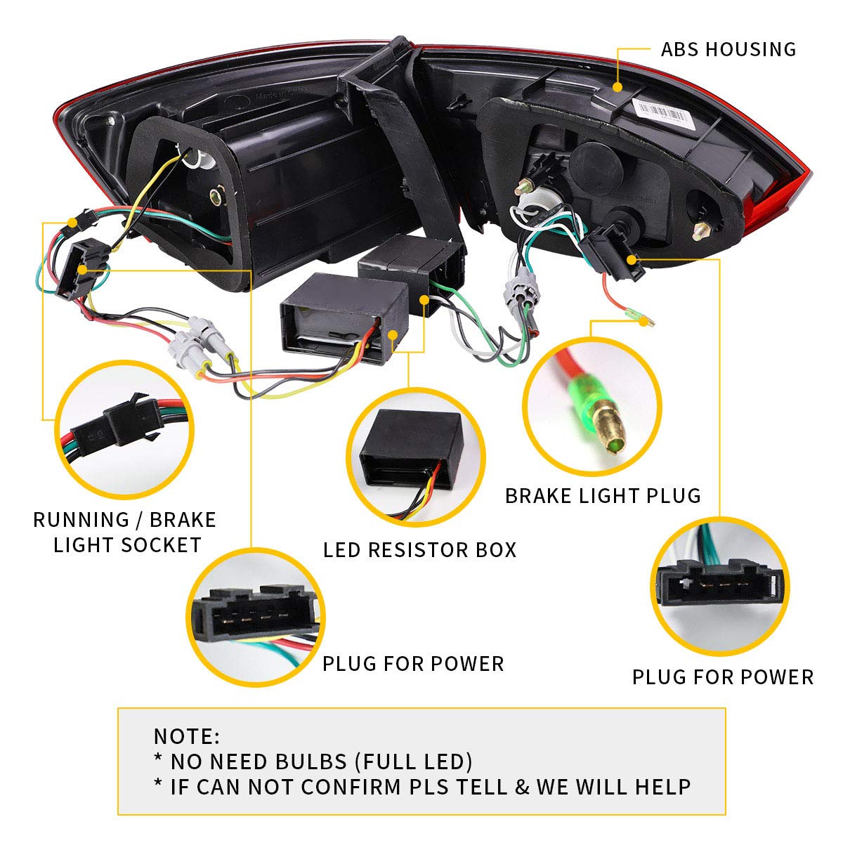 VLAND LED Tail Lights for 2011-2014 Volkswagen Jetta Sagitar Sedan (Excludes LED Models & 2013 GLI) - Sequential Turn Signals, Red Lens, Driver & Passenger Side - Upgrade Your Car's Style & Safety for Night Driving