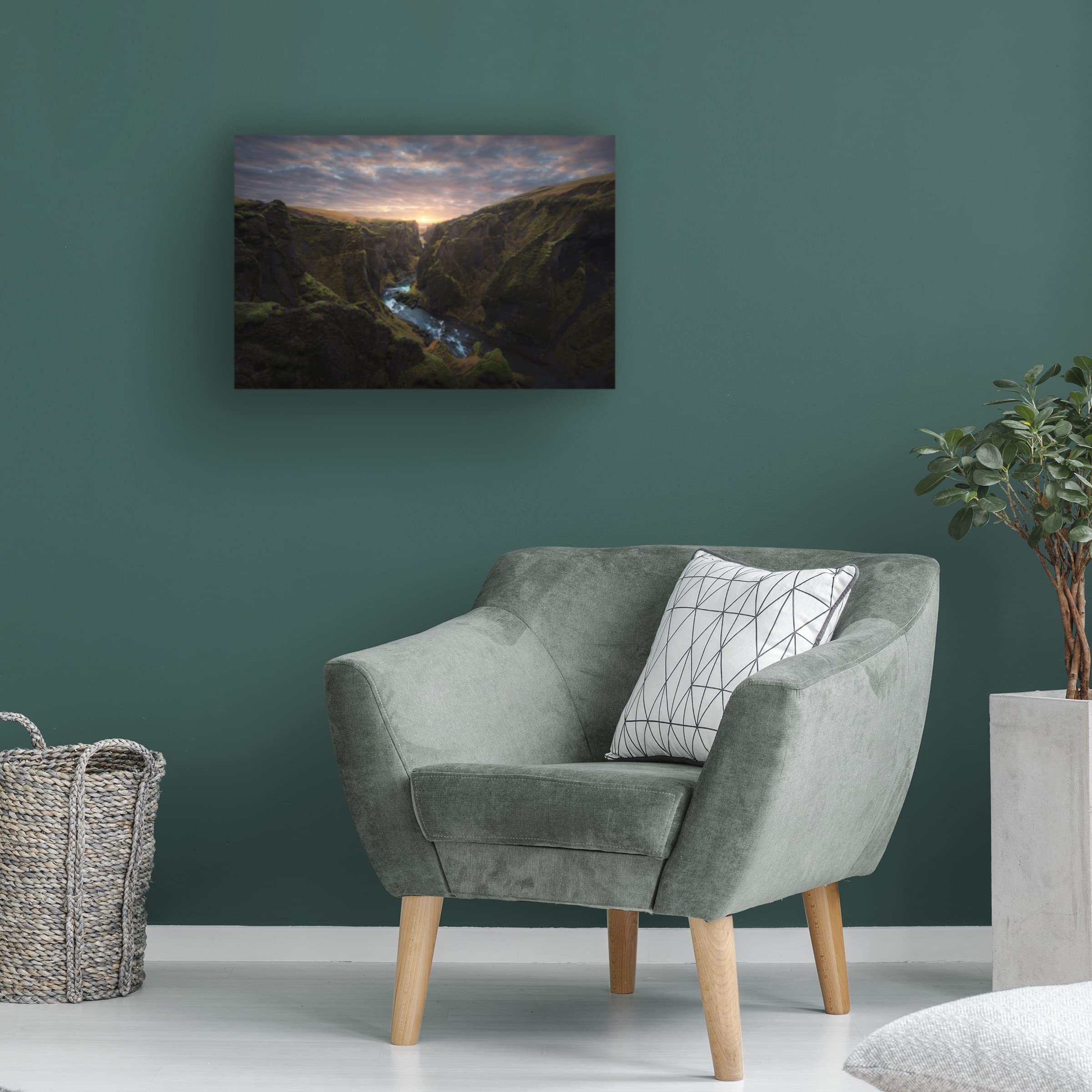 Clara Gamito 'Sunrise At The Canyon' Framed Canvas Wall Art - Desert Landscape Painting for Living Room, Bedroom & Office Decor