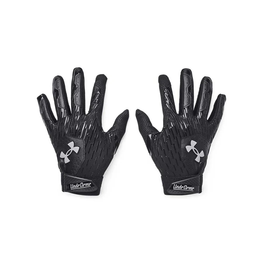 UA Youth Clean Up Batting Gloves - Black Baseball Training Gloves for Kids - Perfect for Little League Practice & Youth Baseball Games (Model 1378766-007)