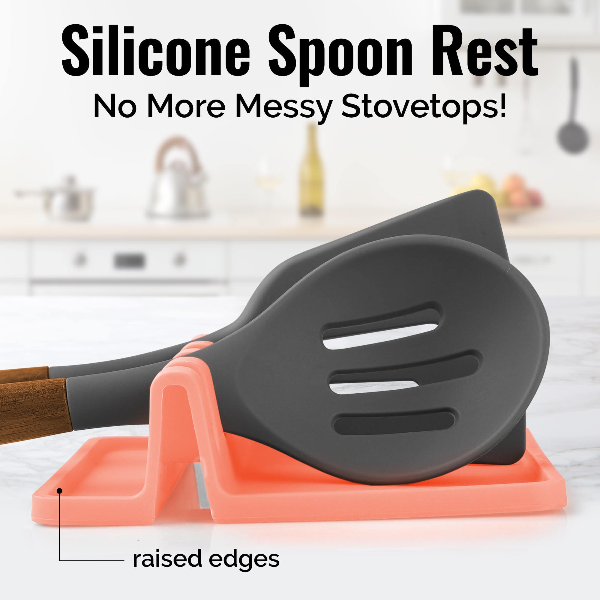 Zulay Silicone Utensil Rest - Heat-Resistant Spoon Holder for Stove Top - BPA-Free Kitchen Tool Organizer for Cooking