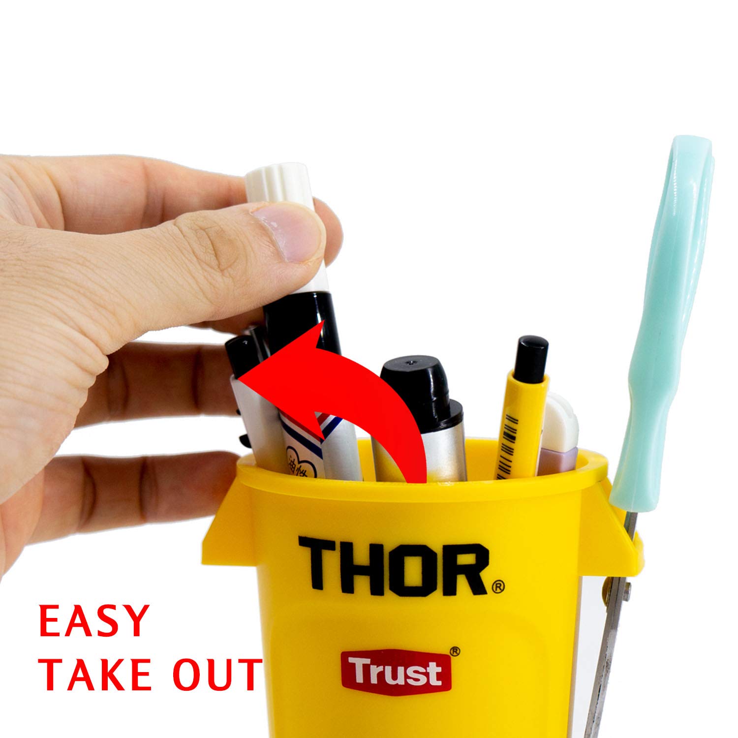 Carrotez Desk Pen Holder & Makeup Brush Organizer - Durable Pencil Cup for Kids, Home & Office - Yellow (Perfect for School Supplies, Makeup Vanity & Workspace Organization)