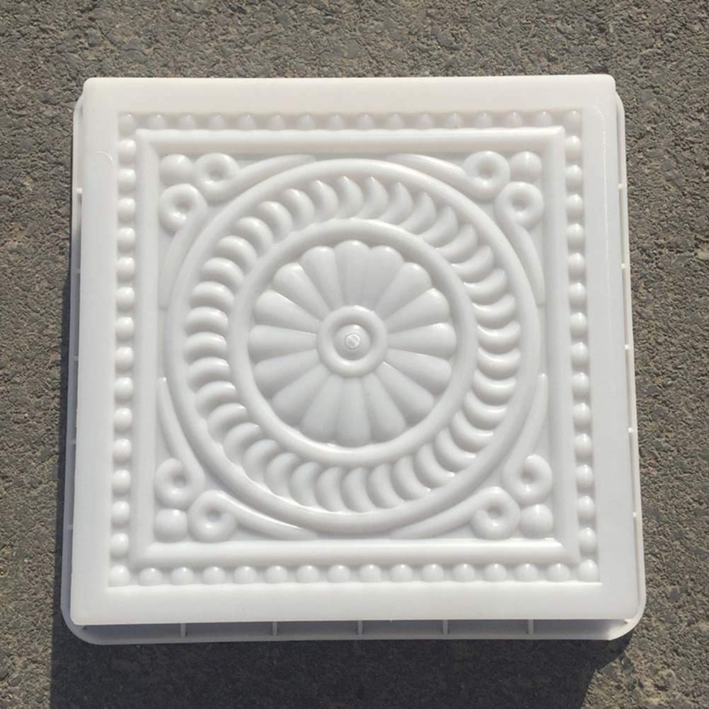 Yardwe 12.6 x 12.6 x 2.4 Inch Reusable Plastic Concrete Mold - DIY Walkway Maker, Stepping Stone & Brick Path Mold (White) for Garden, Patio & Landscaping Projects