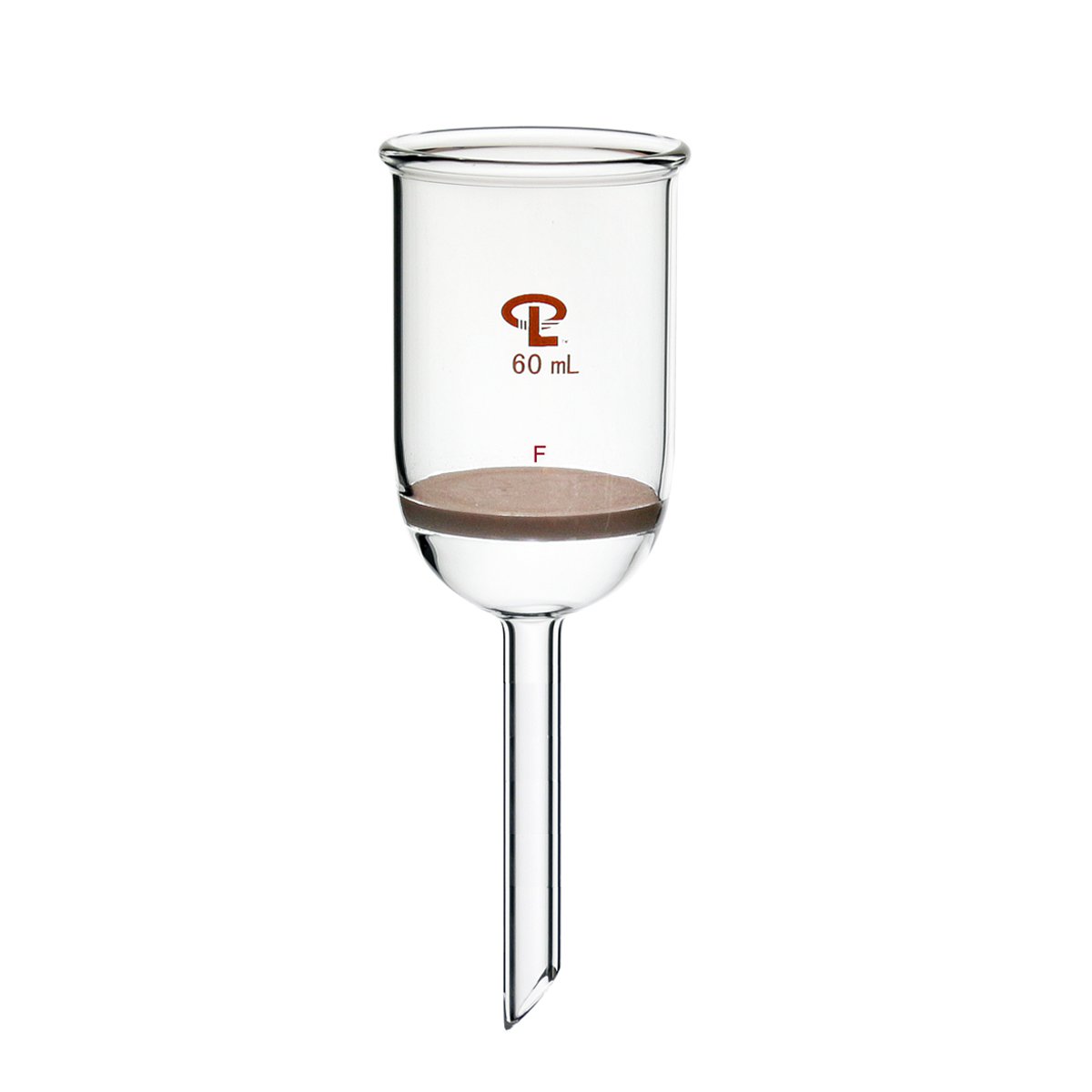 Precision 60 mL Filter Funnel with Fine Porosity Fritted Disc - Buchner Style for Laboratory, Chemistry Experiments & Scientific Filtration