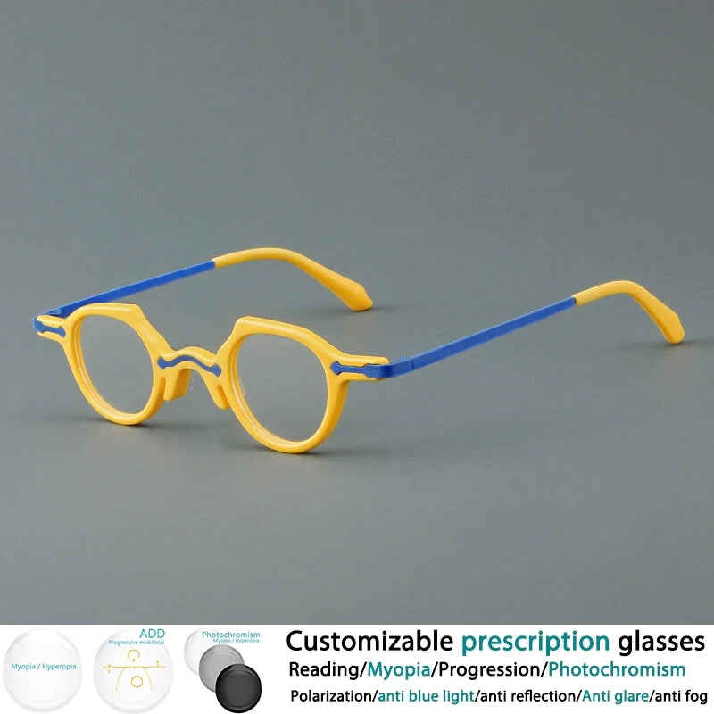 CCspace Women's Full Rim Irregular Round Acetate Eyeglasses Frame 302177 - Trendy Retro Glasses for Women, Fashionable Eyewear for Work, Reading & Daily Use