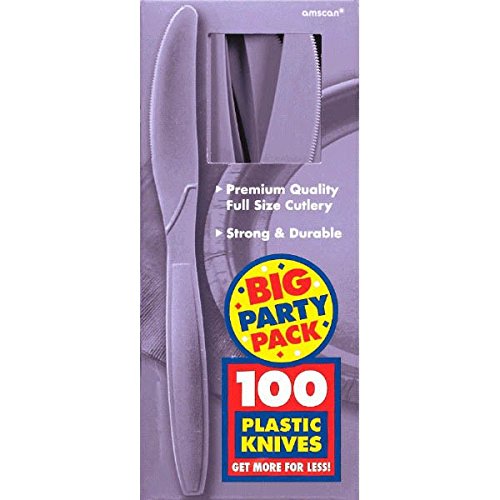 Premium Lavender Plastic Knives - Bulk Pack of 100 Disposable Cutlery for Parties, Weddings, Picnics & Events - Elegant Purple Utensils for Catering & Outdoor Dining