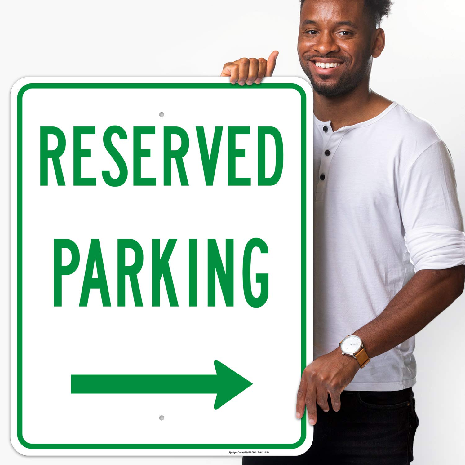Right Arrow Reserved Parking Sign - 24x30 Inches, Rust-Free .063 Aluminum, Fade-Resistant, Easy Mounting for Indoor & Outdoor Use - Made in USA | Perfect for Office Parking Lots, Private Driveways & Commercial Properties